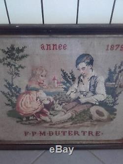 Ancient Abecedary Embroidery Epoque Late XIX Eme Siecle Folk Art 1875