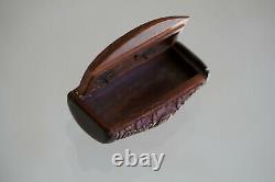 Ancient Boxwood Snuffbox Carved 19th Century Perfect Condition