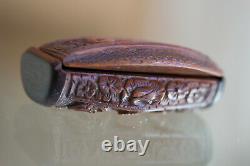 Ancient Boxwood Snuffbox Carved 19th Century Perfect Condition