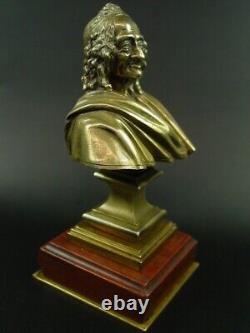 Ancient Bronze Bust of Voltaire from the 19th Century