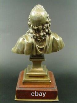 Ancient Bronze Bust of Voltaire from the 19th Century