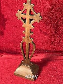 Ancient Crucifix Cross Christ In Wood Sculpted Age XVIII Or XIX