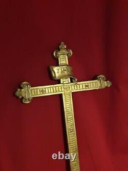 Ancient Crucifix In Gilded Wood 19th Century