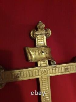 Ancient Crucifix In Gilded Wood 19th Century