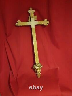 Ancient Crucifix In Gilded Wood 19th Century