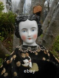 Ancient Doll Head Bust Porcelain Enamelled China Lady 19th Century Era