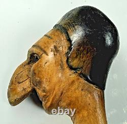 Ancient Judaica Carved Wood Cane Anti-Semitic Caricature Dreyfus Era 19th Century