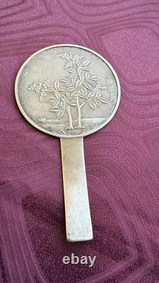 Ancient Kagami Hand Mirror, Japanese, 19th Century, Silvered Bronze, Edo Period