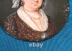 Ancient Miniature from the Empire/Restoration Period 19th Century Portrait Painting XIX