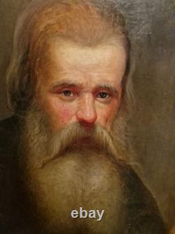 Ancient Oil Painting on Canvas, Portrait of a Man, 19th Century