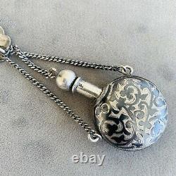 Ancient Russian Salt Bottle In Silver Negated Chatelaine Era 19th