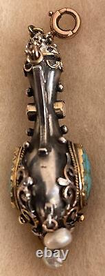 Ancient Salt Bottle Gold And Silver Chatelaine Era Xixth Rare Fine Pearls