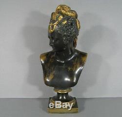 Ancient Sculpture Xixth Century Bust Bronze Diane Chasseress