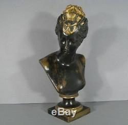 Ancient Sculpture Xixth Century Bust Bronze Diane Chasseress