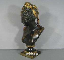 Ancient Sculpture Xixth Century Bust Bronze Diane Chasseress