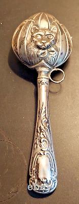 Ancient Silver Rattle Cat Head Era Late Nineteenth Century