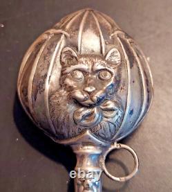 Ancient Silver Rattle Cat Head Era Late Nineteenth Century