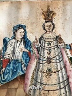 Ancient Watercolor Drawing 18th-19th Century Religious Scene of the High Period