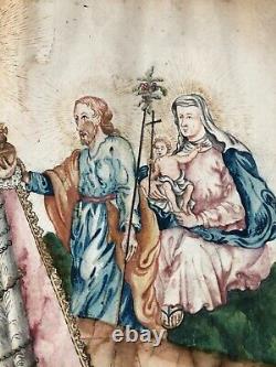 Ancient Watercolor Drawing 18th-19th Century Religious Scene of the High Period