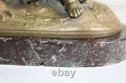 Ancient bronze group of a young girl with a goat, 19th century, unsigned
