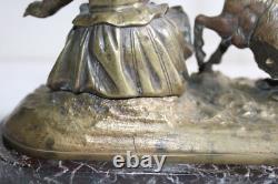 Ancient bronze group of a young girl with a goat, 19th century, unsigned