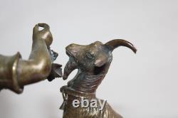 Ancient bronze group of a young girl with a goat, 19th century, unsigned