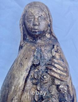Ancient carved wooden Virgin, High-Era 17th century popular art Ancient carved wooden Virgin, High-Era 17th century popular art