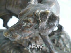 Animal Bronze Xixth Century Signed Pierre Jules Mene Dog Of Hunting