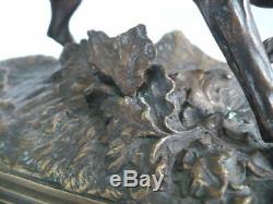 Animal Bronze Xixth Century Signed Pierre Jules Mene Dog Of Hunting