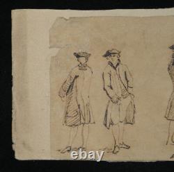 Anonymous Original Ink Drawing - Study of Figures in Period Costume, 19th Century