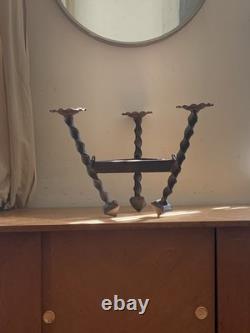 Antique 19th Century Hanging Lamp High Period Hammered Wrought Iron Medieval