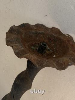 Antique 19th Century Hanging Lamp High Period Hammered Wrought Iron Medieval