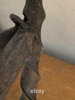 Antique 19th Century Hanging Lamp High Period Hammered Wrought Iron Medieval