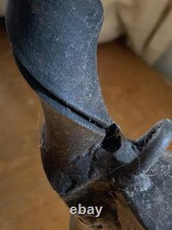 Antique 19th Century Hanging Lamp High Period Hammered Wrought Iron Medieval