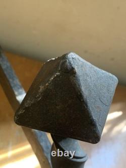 Antique 19th Century Hanging Lamp High Period Hammered Wrought Iron Medieval