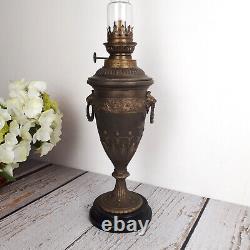 Antique Brass & Ebonite Oil Lamp Empire Style Napoleon III Era France