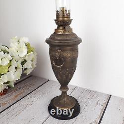 Antique Brass & Ebonite Oil Lamp Empire Style Napoleon III Era France