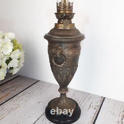 Antique Brass & Ebonite Oil Lamp Empire Style Napoleon III Era France