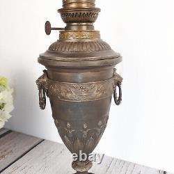 Antique Brass & Ebonite Oil Lamp Empire Style Napoleon III Era France