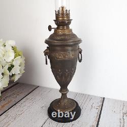 Antique Brass & Ebonite Oil Lamp Empire Style Napoleon III Era France