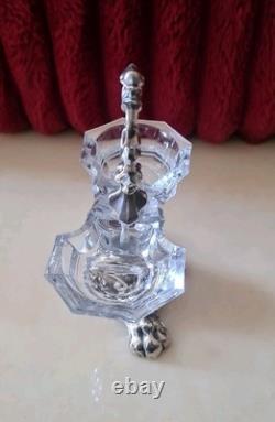 Antique Double Salt Cellar in Solid Silver and Crystal, 19th Century