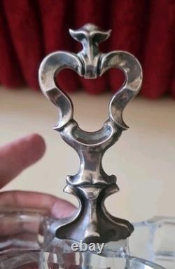 Antique Double Salt Cellar in Solid Silver and Crystal, 19th Century