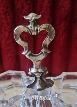 Antique Double Salt Cellar in Solid Silver and Crystal, 19th Century