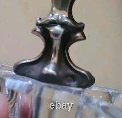 Antique Double Salt Cellar in Solid Silver and Crystal, 19th Century