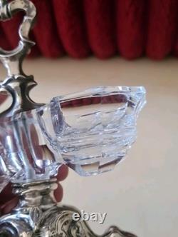 Antique Double Salt Cellars in Solid Silver and Crystal. 19th Century
