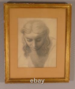 Antique Drawing of a Woman, 19th Century Pencil
