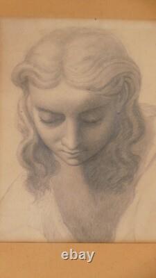 Antique Drawing of a Woman, 19th Century Pencil