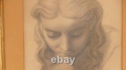 Antique Drawing of a Woman, 19th Century Pencil