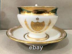 Antique Empire era porcelain chocolate cup from Paris, 19th century breakfast.