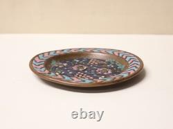 Antique Enamelled Copper Plate in Colors Middle Eastern Judaica 19th Century